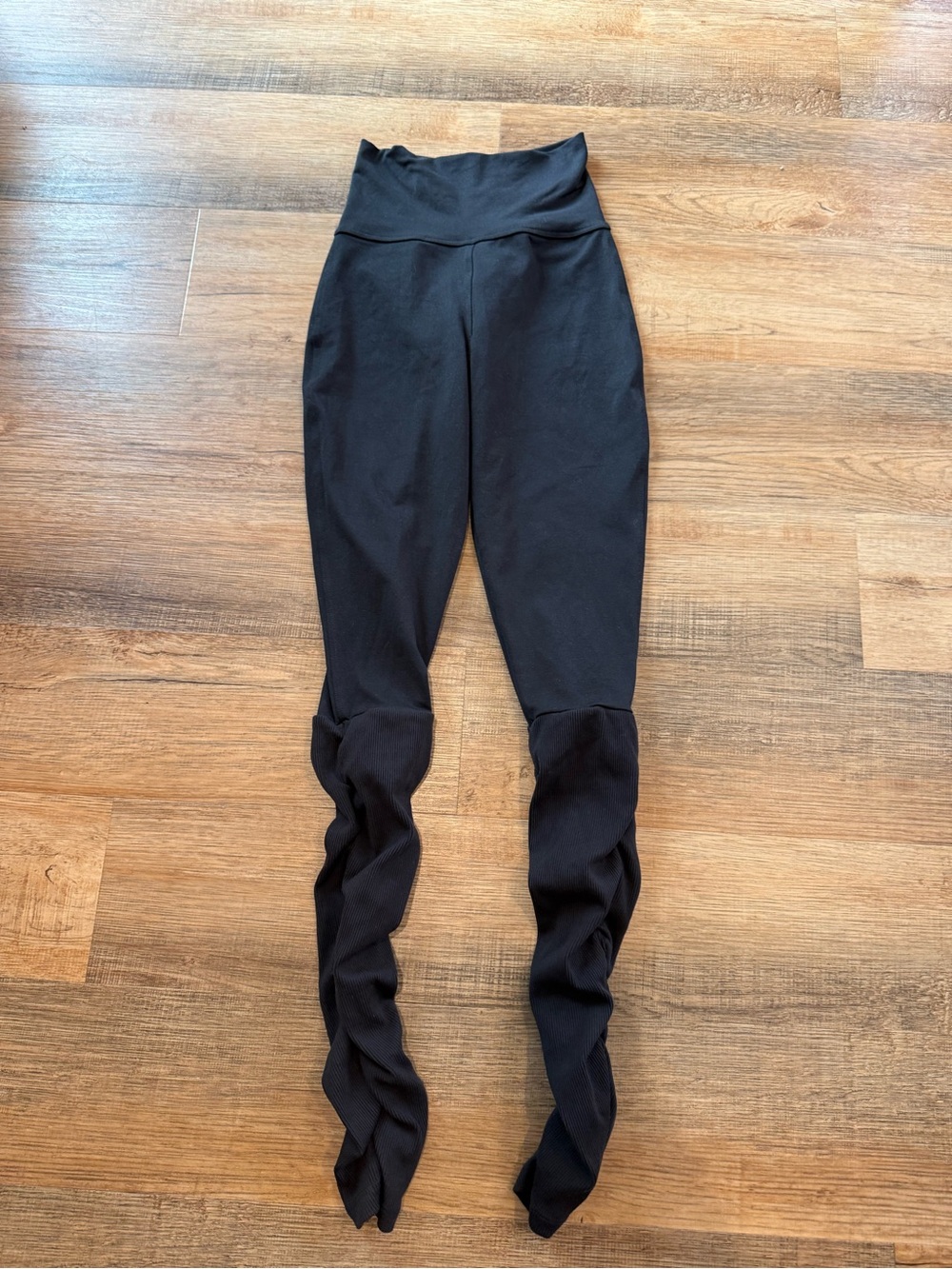 Bombshell Sportswear Black High-Waist Ruched Leg Warmer Leggings